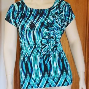 Worthington Green Blue Blouse Top Shirt Plus 2X